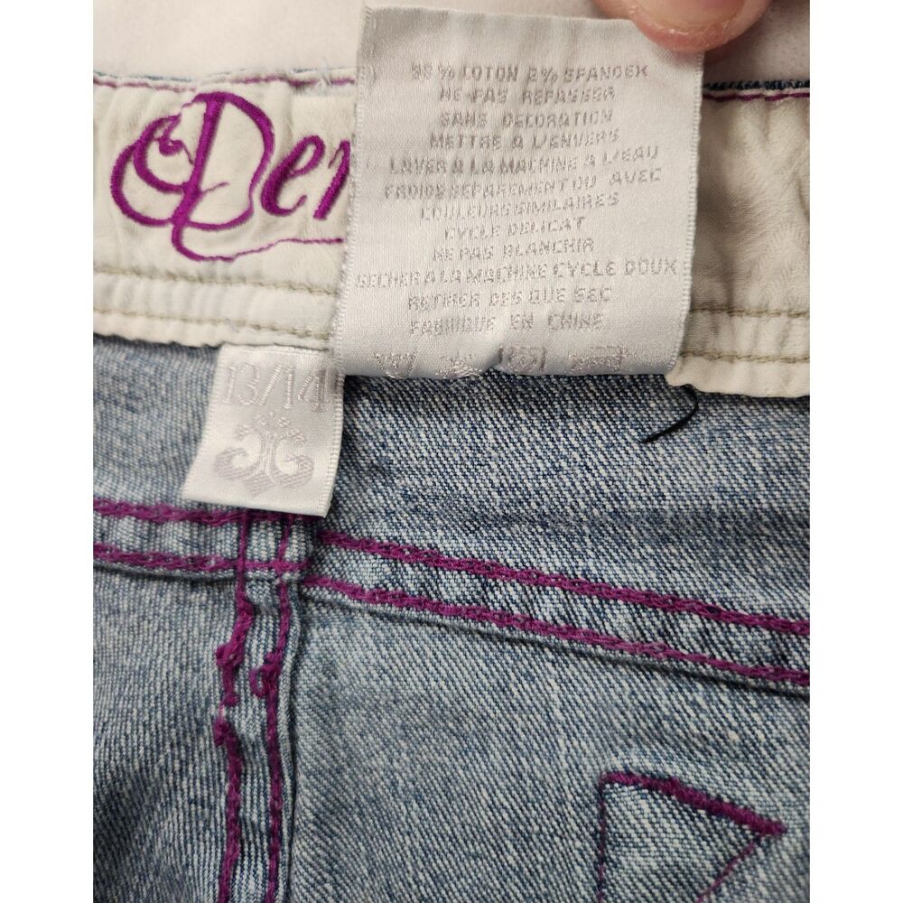 Dereon Beyonce Bootcut Y2K Jeans size 13/14 Light Wash Embroidered Logo Womens - Picture 6 of 11